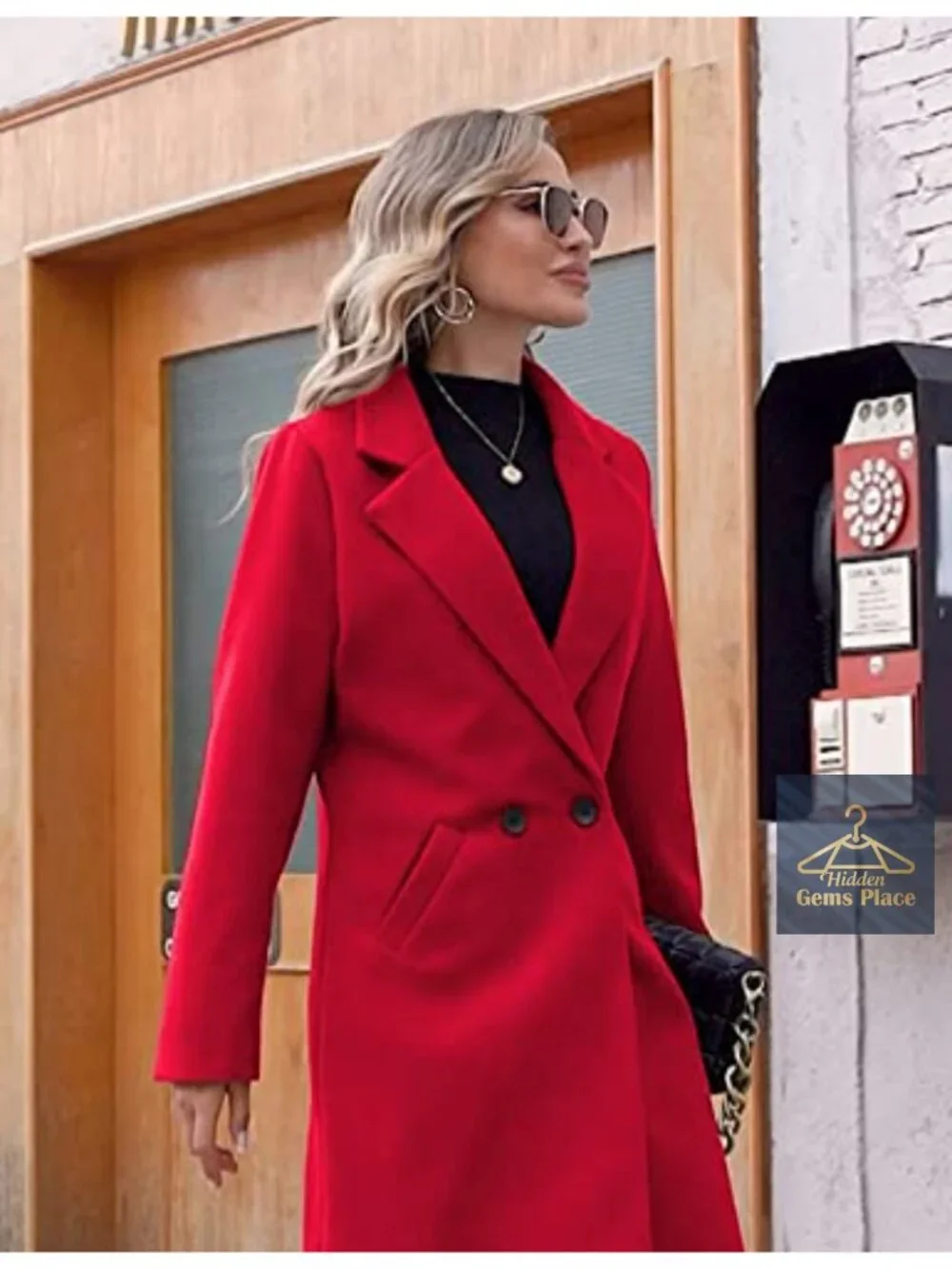 Women's Wool Peacoat Double-Breasted Notch Lapel Long Sleeve Winter Coat